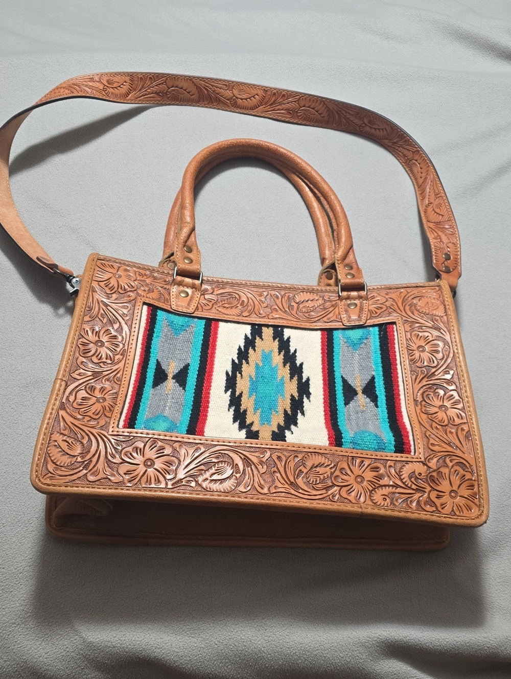 American Darling Atec Leather Tooled Briefcase Or Larger Purse
